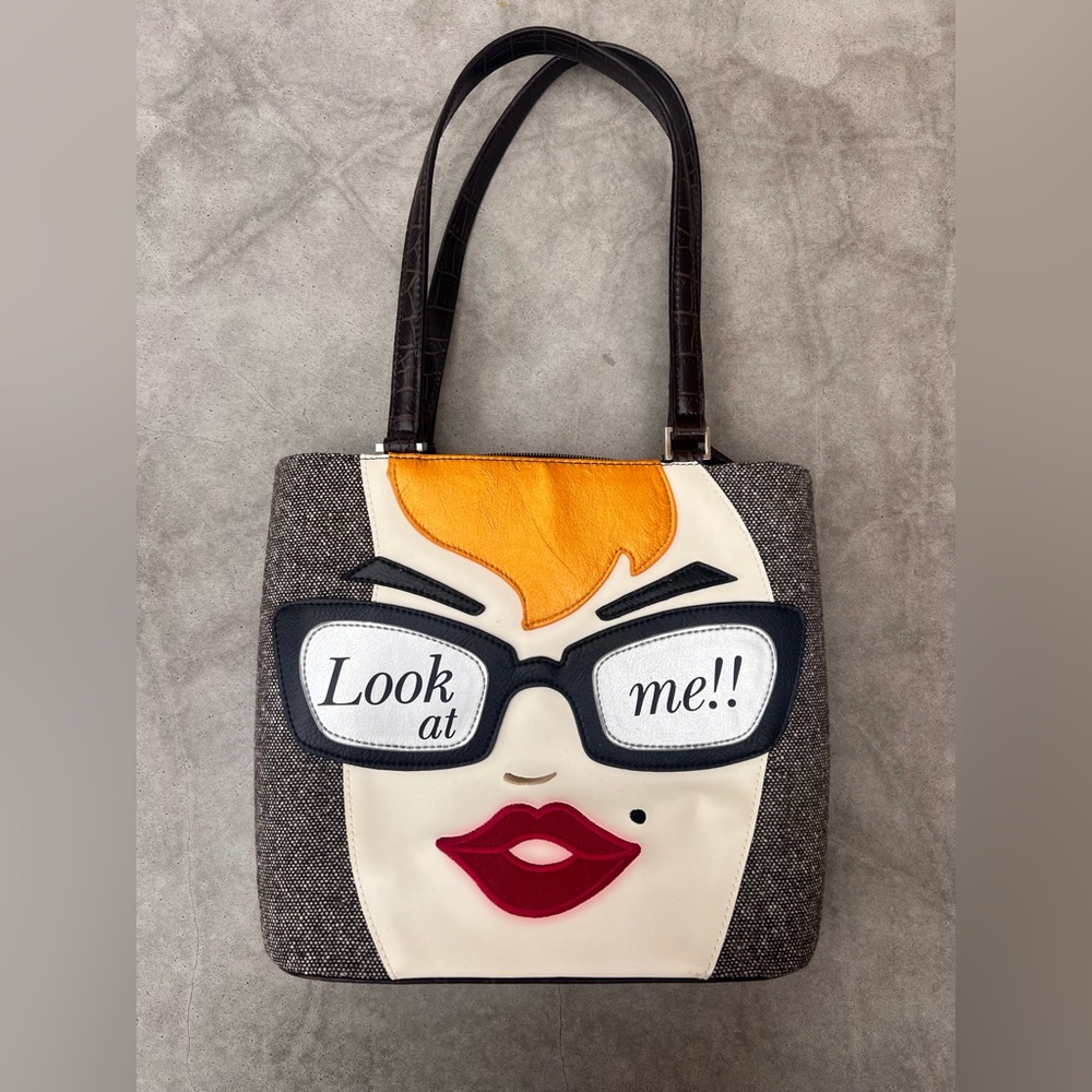 Stylish Face Design Tote Bag Retro Lady Face Handbag Purse